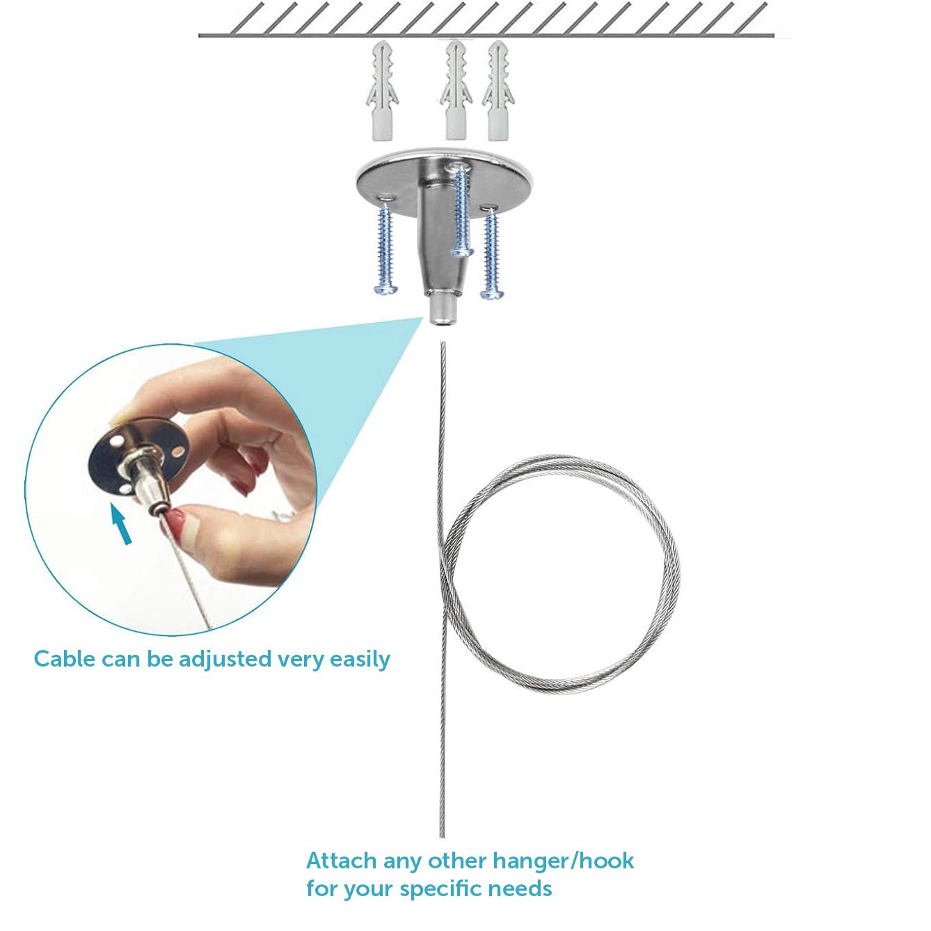 Hanging Cable Ruler 2 Pack Suspension Cable Hanger Disc Code Multi-Purpose for Hanging Pho ...