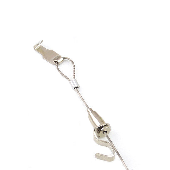 2 Sets J-Shape Rail Hanging Kit - with Looped Steel Wire & Hooks