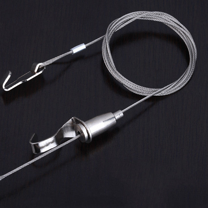 2 Sets J-Shape Rail Hanging Kit - with Looped Steel Wire & Hooks
