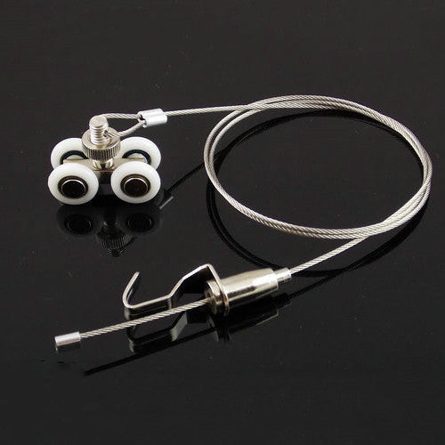 2 Sets Picture Hanging Wheel Roller Kit - with Steel Wire & Hooks